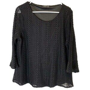 Investments II Lace Overlay Tunic 1X Fully Lined Black Formal Gothcore Witchy